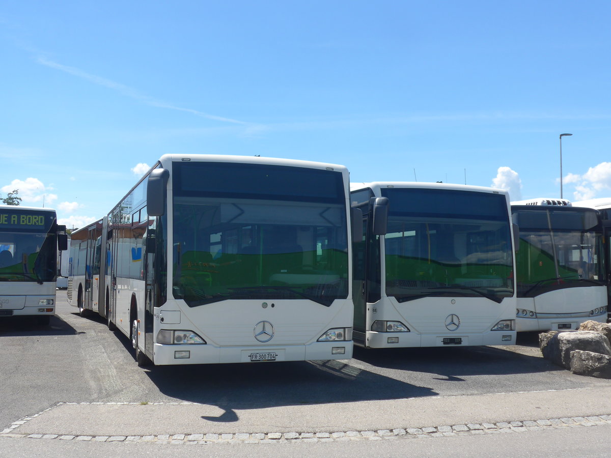 (218'989) - Interbus, Yverdon - Nr. 213/FR 300'704 - Mercedes (ex BVB Basel Nr. 791; ex Knecht, Windisch; ex AAGS Schwyz Nr. 84; ex VR La Chaux-de-Fonds Nr. 228) am 25. Juli 2020 in Kerzers, Interbus 