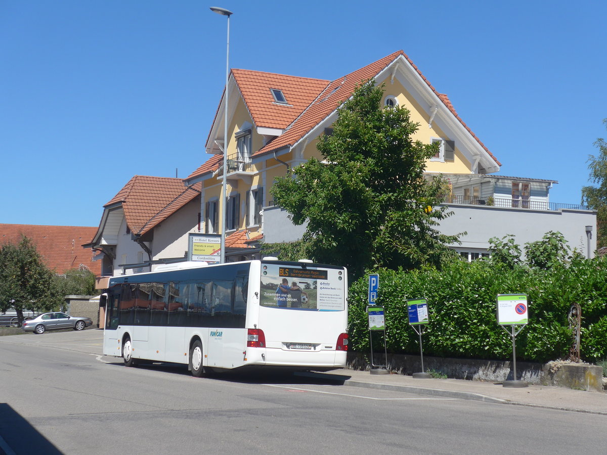 (219'241) - Funi-Car, Biel - Nr. 24/BE 708'024 - MAN am 27. Juli 2020 beim Bahnhof Kerzers