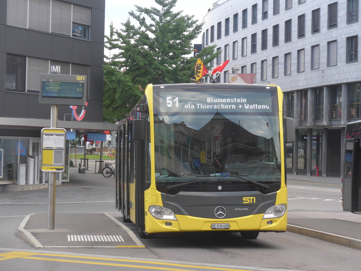 (219'301) - STI Thun - Nr. 408/BE 836'308 - Mercedes am 2. August 2020 beim Bahnhof Thun