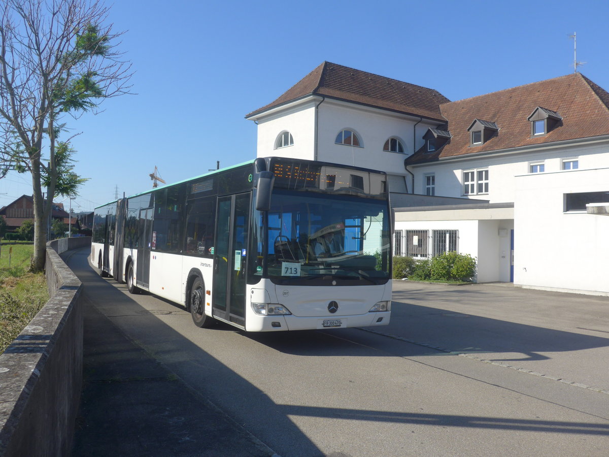 (219'556) - Intertours, Domdidier - Nr. 207/FR 300'470 - Mercedes (ex Zeretzke, D-Castrop-Rauxel Nr. 43) am 9. August 2020 beim Bahnhof Kerzers