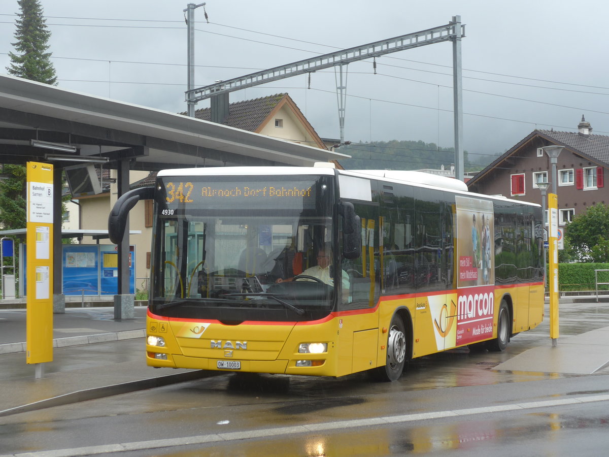 (220'196) - PostAuto Zentralschweiz - Nr. 6/OW 10'003 - MAN (ex Dillier, Sarnen Nr. 6) am 29. August 2020 beim Bahnhof Sarnen
