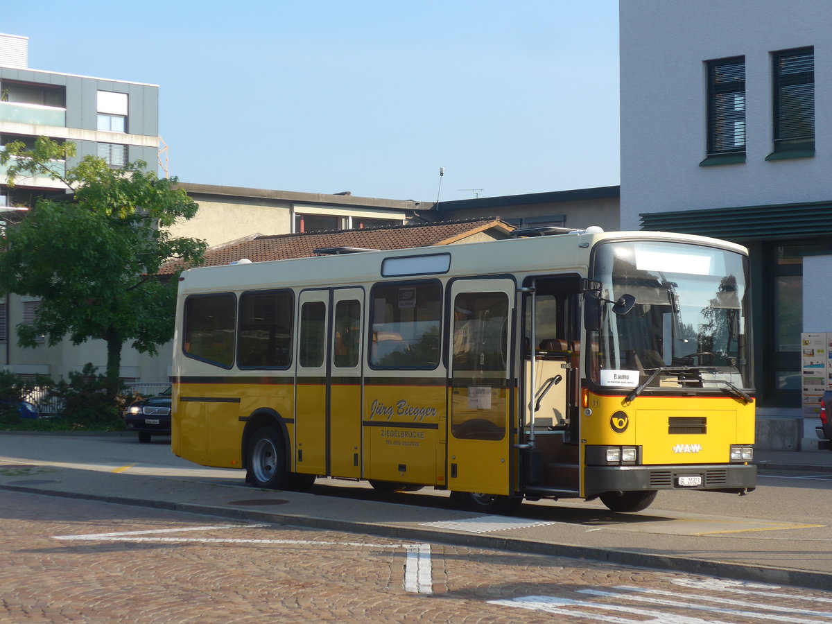 (220'574) - Biegger, Uster - Nr. 11/GL 20'323 - NAW/R&J (ex AS Engi Nr. 7) am 12. September 2020 beim Bahnhof Wetzikon