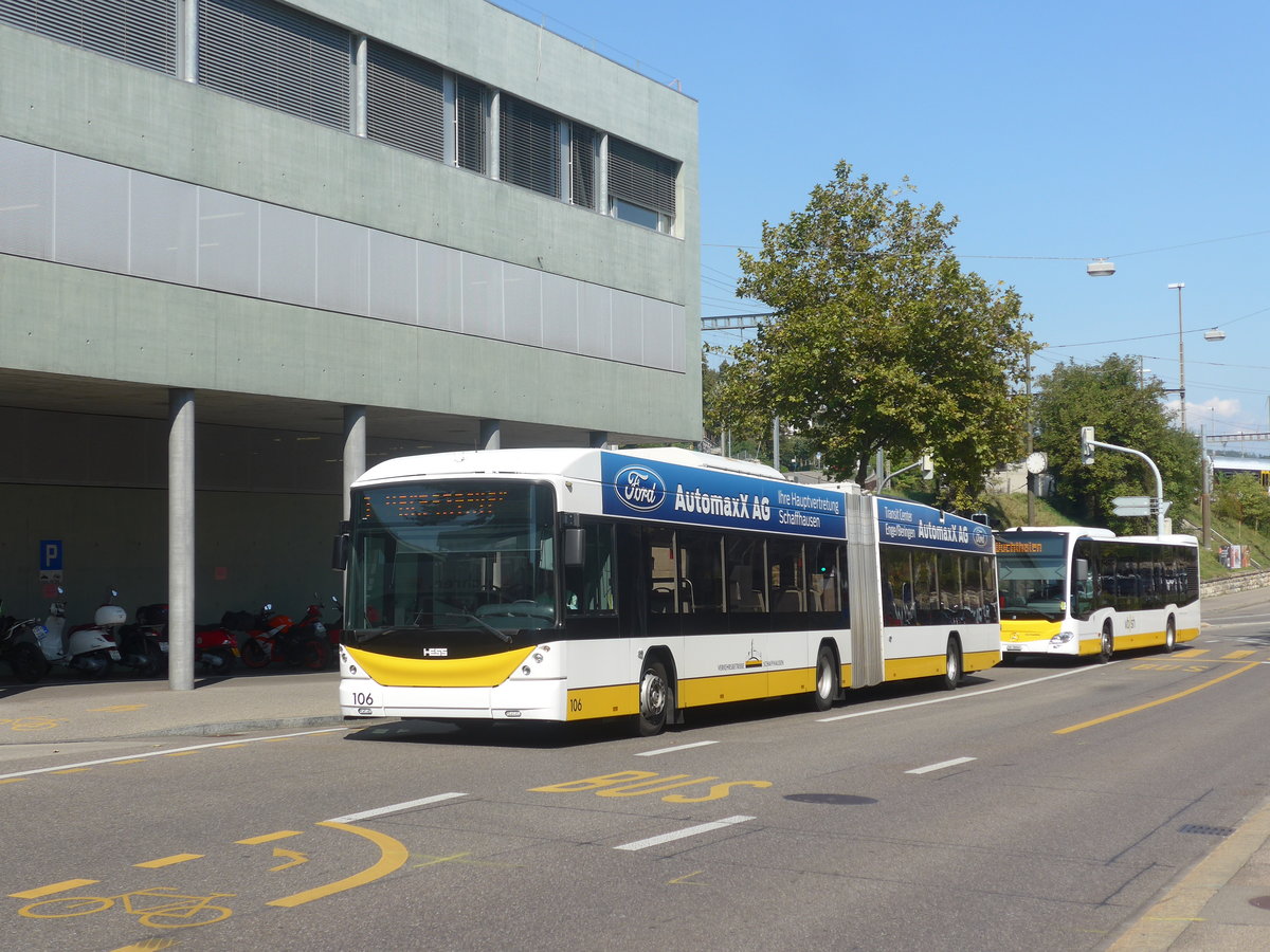 (220'655) - VBSH Schaffhausen - Nr. 106 - Hess/Hess Gelenktrolleybus am 12. September 2020 beim Bahnhof Schaffhausen