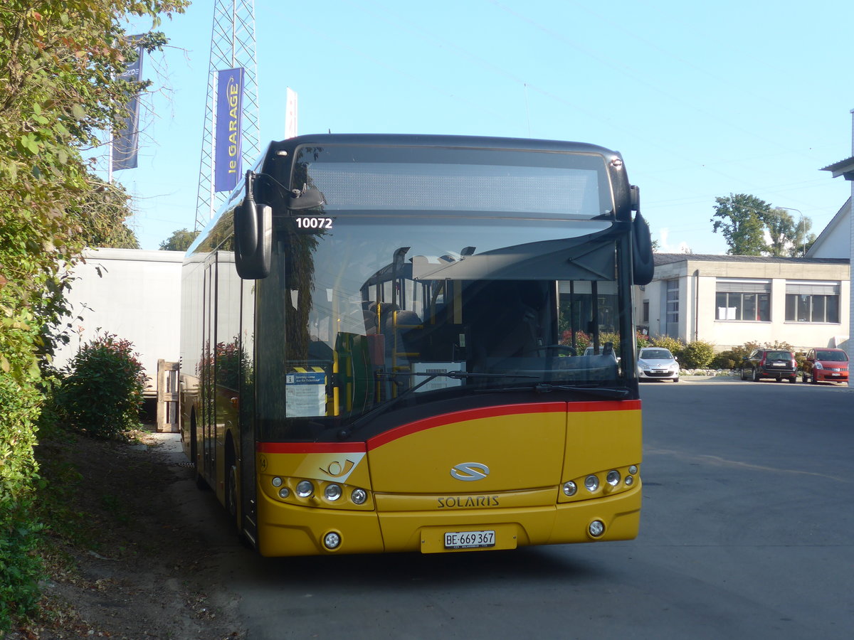 (220'684) - PostAuto Bern - Nr. 14/BE 669'367 - Solaris (ex Klopfstein, Laupen Nr. 14) am 12. September 2020 in Kerzers, Interbus