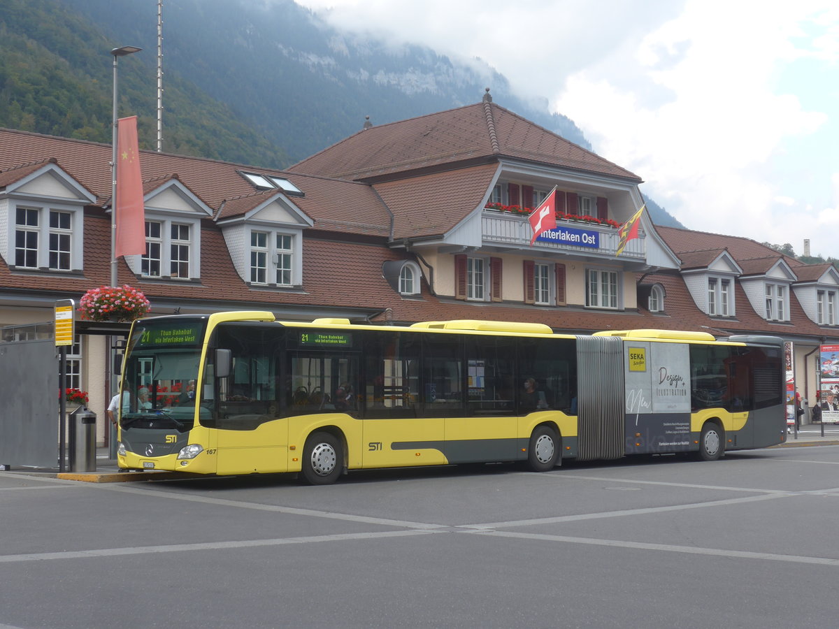 (220'936) - STI Thun - Nr. 167/BE 752'167 - Mercedes am 21. September 2020 beim Bahnhof Interlaken Ost