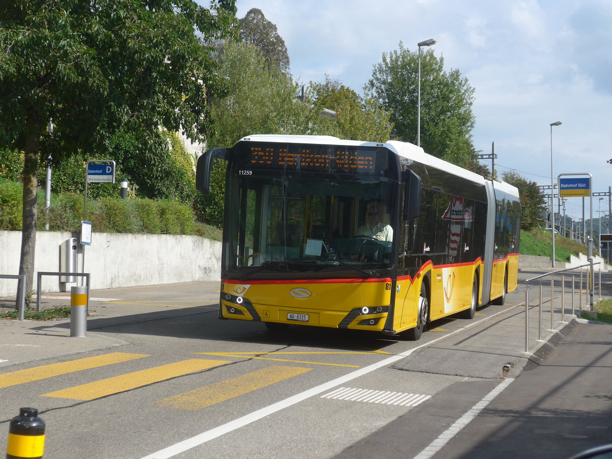 (220'982) - Steffen, Remetschwil - Nr. 81/AG 6315 - Solaris am 22. September 2020 beim Bahnhof Birmensdorf
