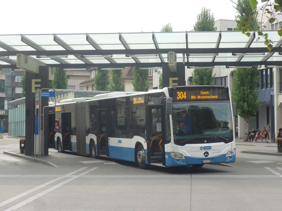 (220'999) - Limmat Bus, Dietikon - Nr. 55/ZH 458'255 - Mercedes am 22. September 2020 beim Bahnhof Dietikon