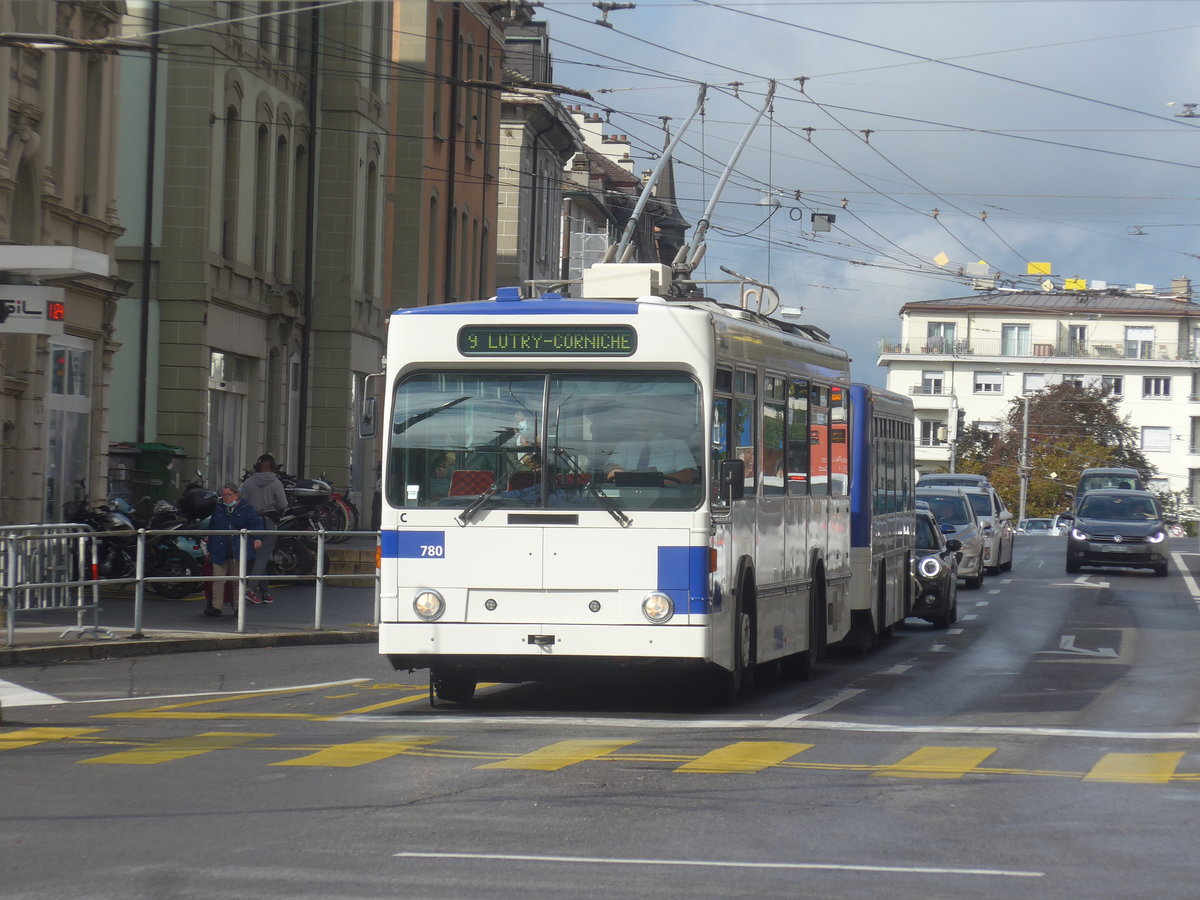 (221'055) - TL Lausanne - Nr. 780 - NAW/Lauber Trolleybus am 23. September 2020 in Lausanne, Chauderon