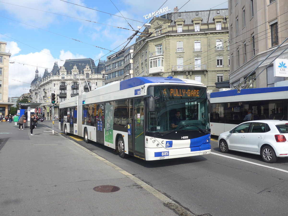 (221'079) - TL Lausanne - Nr. 885 - Hess/Hess Gelenktrolleybus am 23. September 2020 in Lausanne, Bel-Air