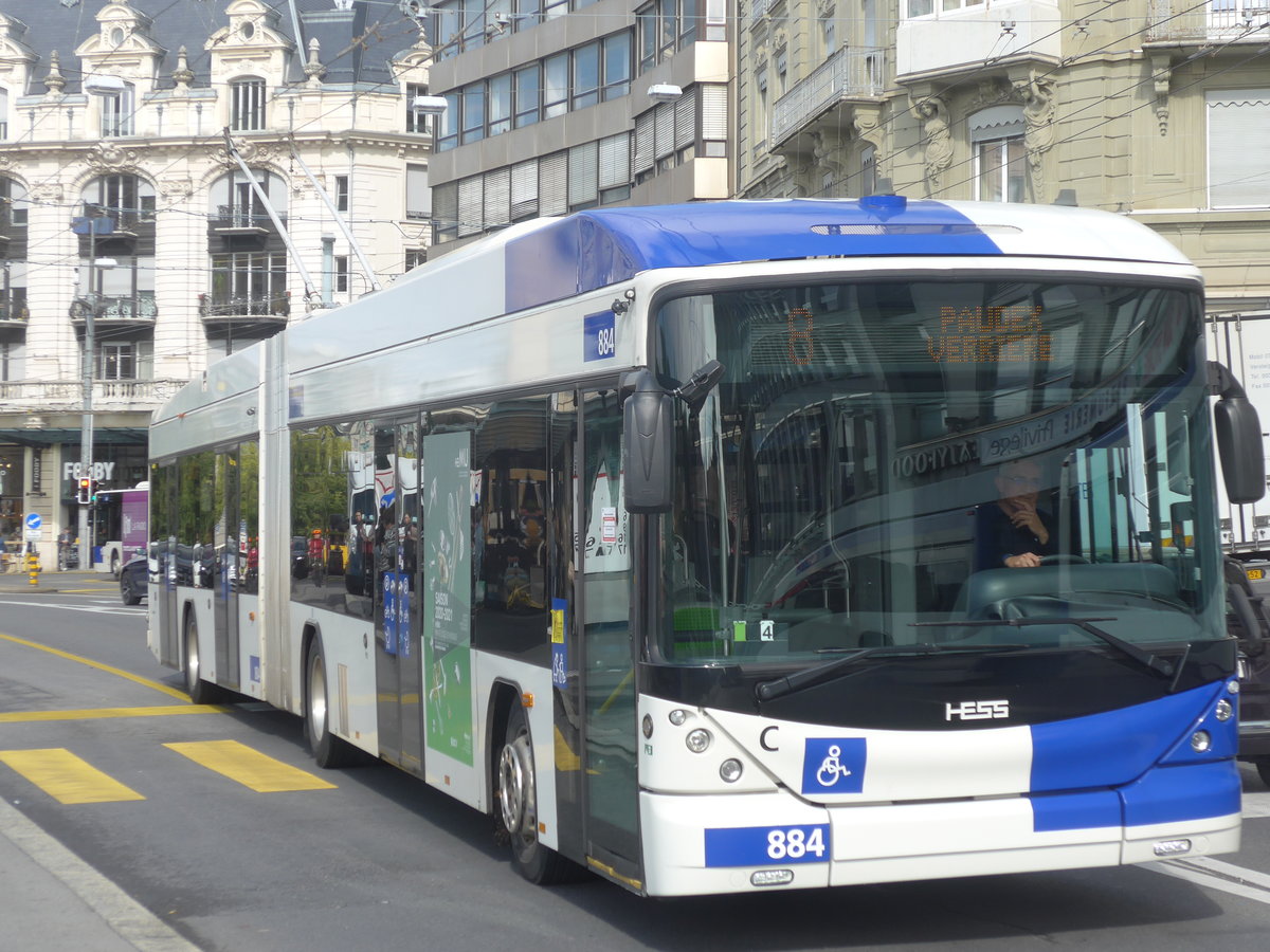 (221'083) - TL Lausanne - Nr. 884 - Hess/Hess Gelenktrolleybus am 23. September 2020 in Lausanne, Bel-Air
