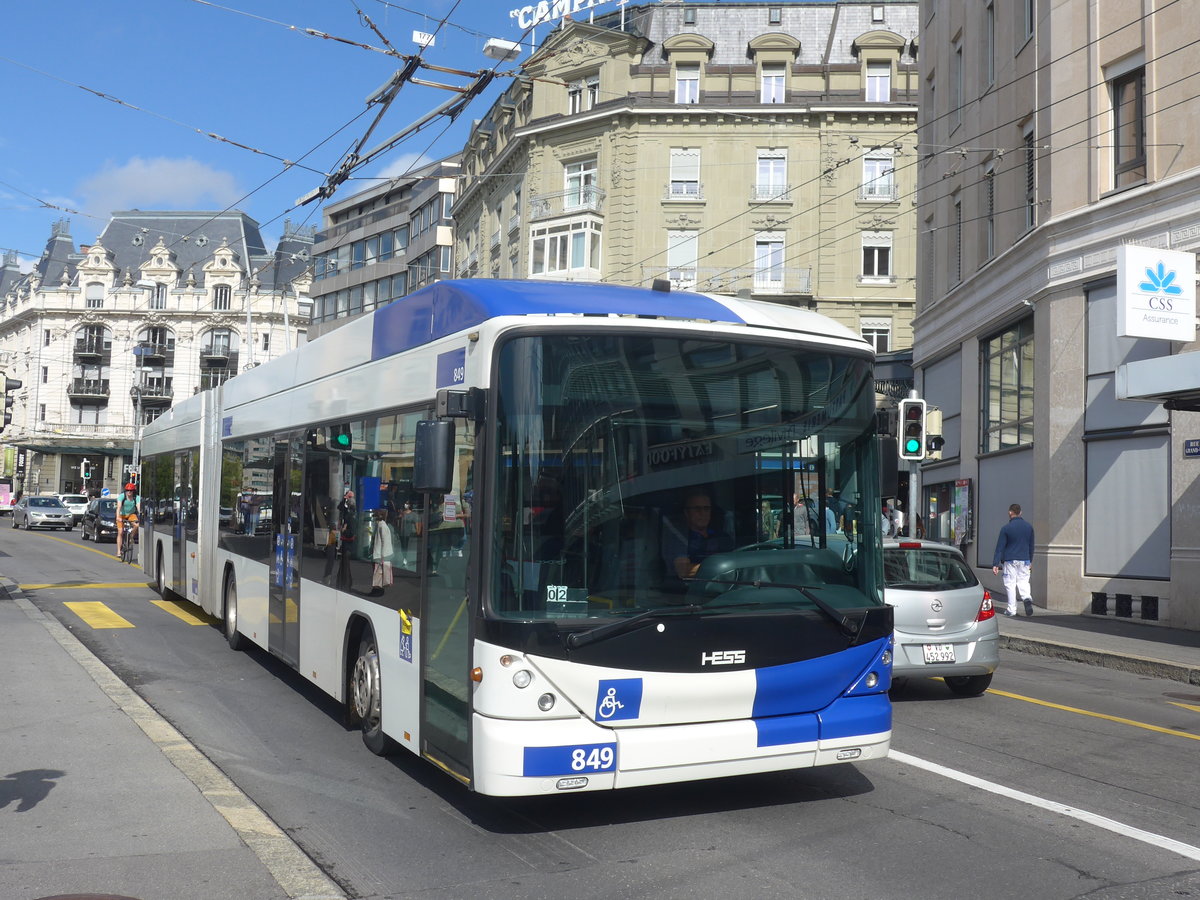 (221'094) - TL Lausanne - Nr. 849 - Hess/Hess Gelenktrolleybus am 23. September 2020 in Lausanne, Bel-Air