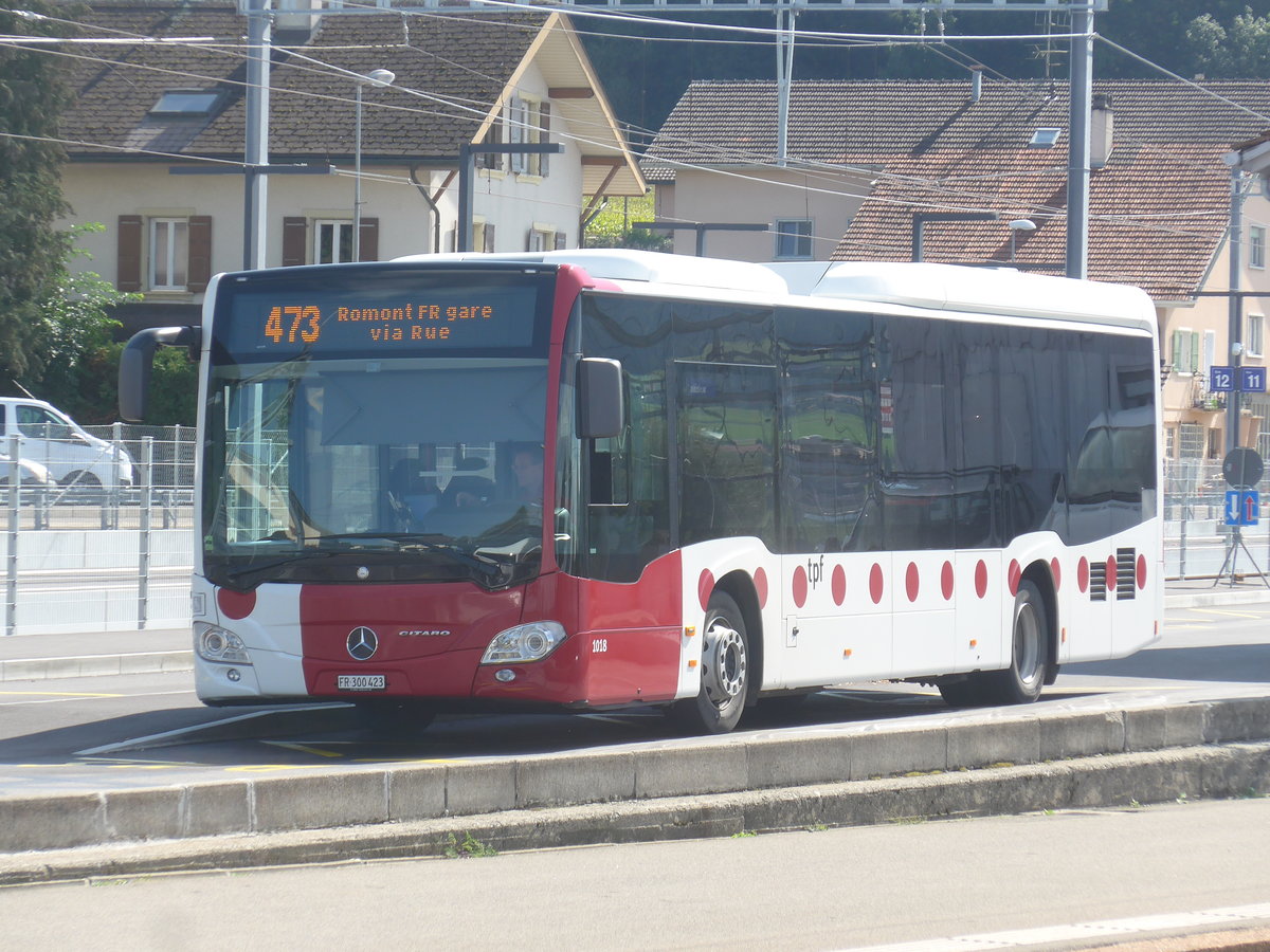(221'104) - TPF Fribourg - Nr. 1018/FR 300'423 - Mercedes am 23. September 2020 beim Bahnhof Palzieux