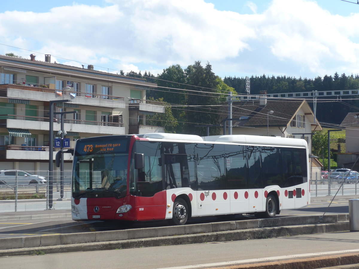 (221'105) - TPF Fribourg - Nr. 1018/FR 300'423 - Mercedes am 23. September 2020 beim Bahnhof Palzieux