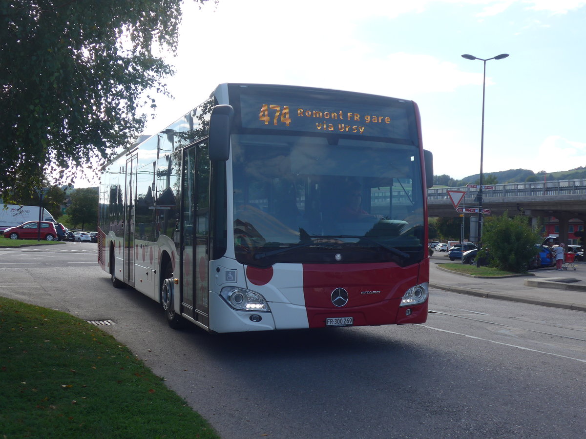 (221'125) - TPF Fribourg - Nr. 1039/FR 300'269 - Mercedes am 23. September 2020 beim Bahnhof Moudon