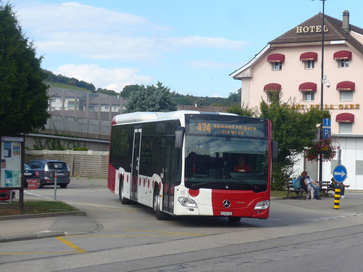 (221'128) - TPF Fribourg - Nr. 1039/FR 300'269 - Mercedes am 23. September 2020 beim Bahnhof Moudon