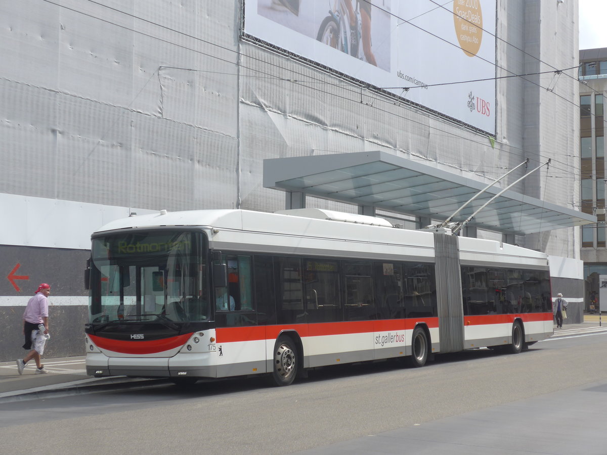 (221'224) - St. Gallerbus, St. Gallen - Nr. 175 - Hess/Hess Gelenktrolleybus am 24. September 2020 beim Bahnhof St. Gallen