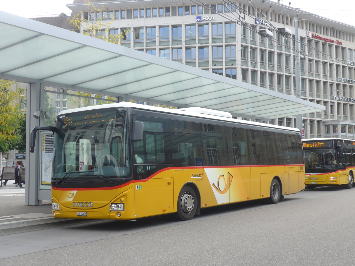 (221'278) - PostAuto Ostschweiz - AR 14'858 - Iveco am 24. September 2020 beim Bahnhof St. Gallen