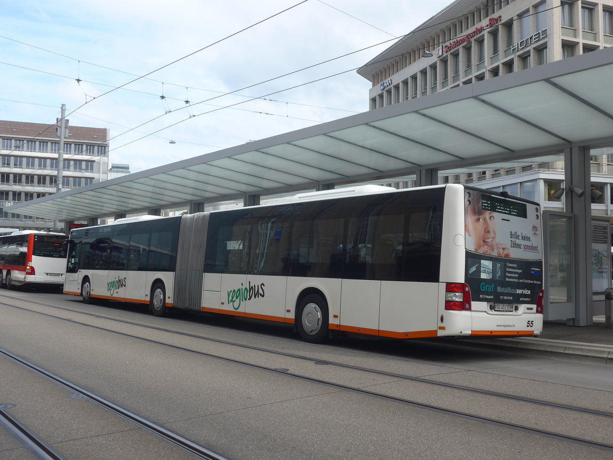(221'289) - Regiobus, Gossau - Nr. 55/SG 451'155 - MAN am 24. September 2020 beim Bahnhof St. Gallen