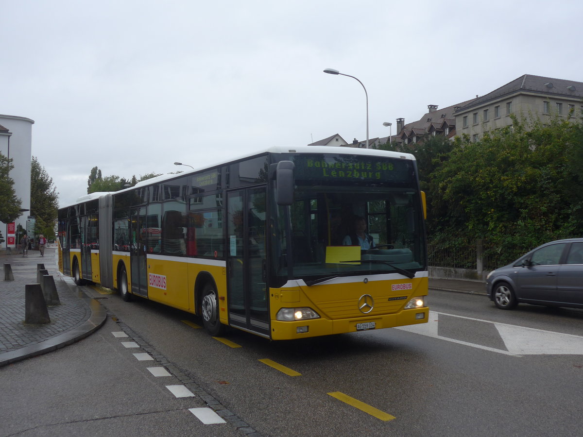 (221'322) - Interbus, Yverdon - Nr. 215/AG 559'334 - Mercedes (ex BVB Basel Nr. 794; ex ASN Stadel Nr. 199) am 25. September 2020 beim Bahnhof Zofingen (Einsatz Eurobus)