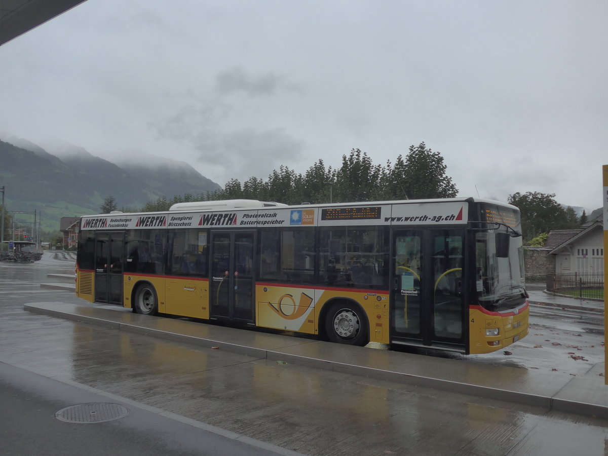 (221'418) - PostAuto Zentralschweiz - Nr. 4/OW 10'023 - MAN (ex Dillier, Sarnen Nr. 4) am 25. September 2020 beim Bahnhof Sarnen