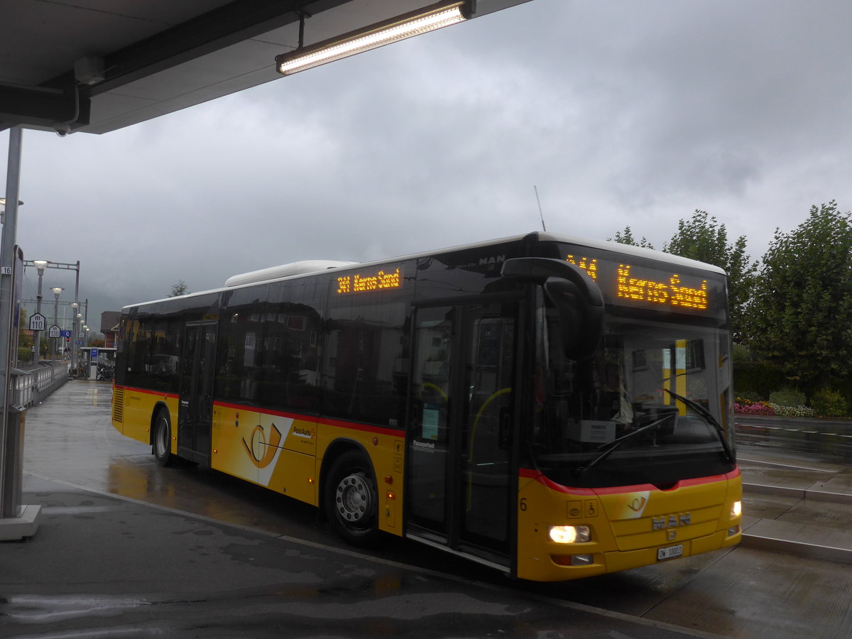 (221'656) - PostAuto Zentralschweiz - Nr. 6/OW 10'003 - MAN (ex Dillier, Sarnen Nr. 6) am 10. Oktober 2020 beim Bahnhof Sarnen