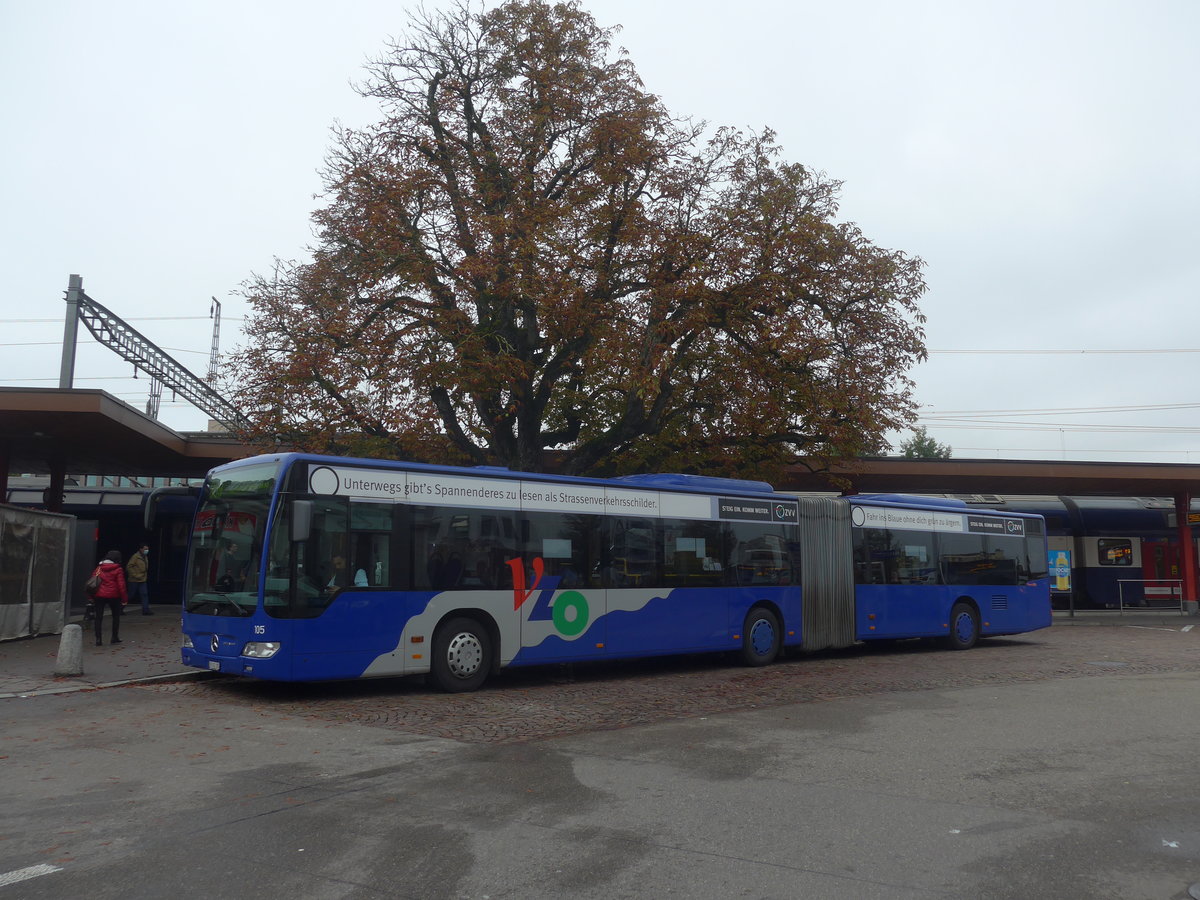 (221'776) - VZO Grningen - Nr. 105/ZH 745'105 - Mercedes am 12. Oktober 2020 beim Bahnhof Wetzikon