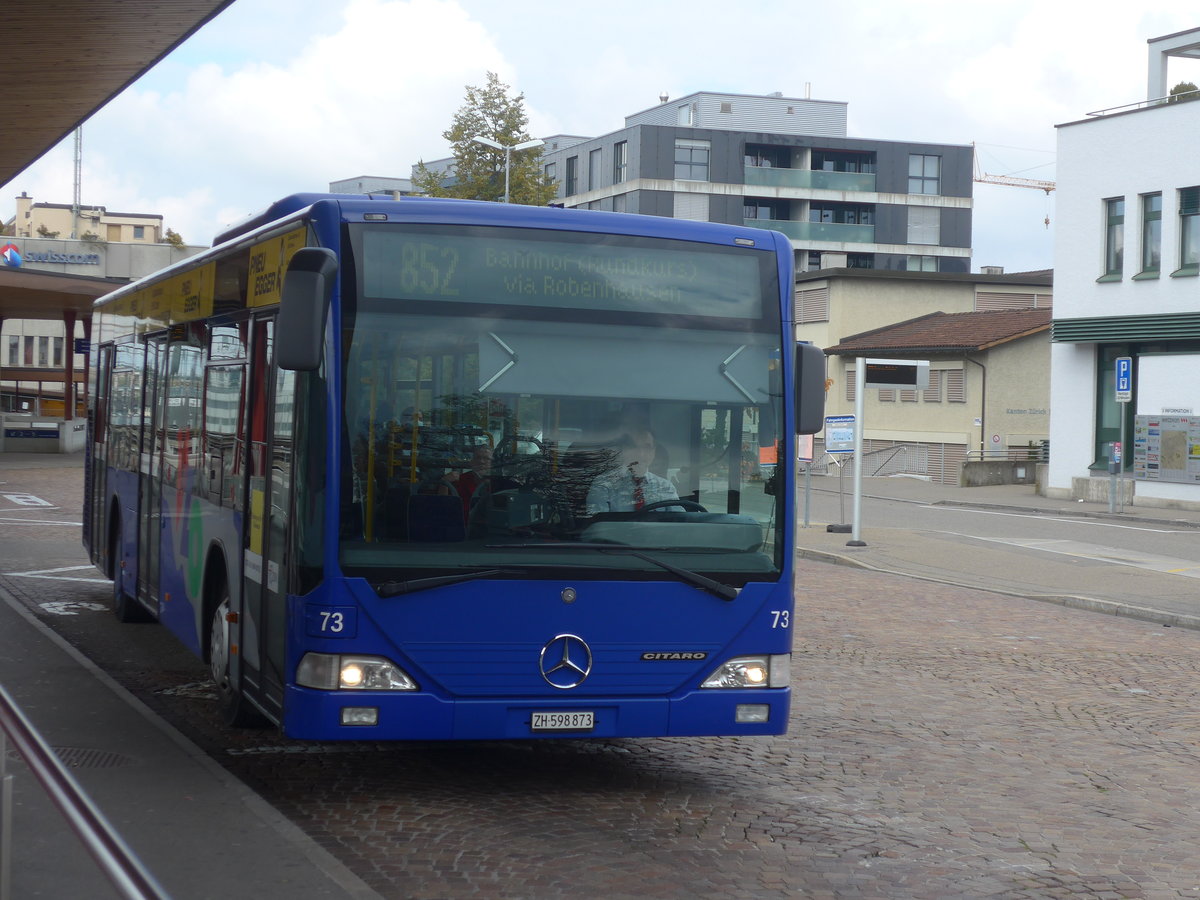 (222'003) - VZO Grningen - Nr. 73/ZH 598'873 - Mercedes am 18. Oktober 2020 beim Bahnhof Wetzikon
