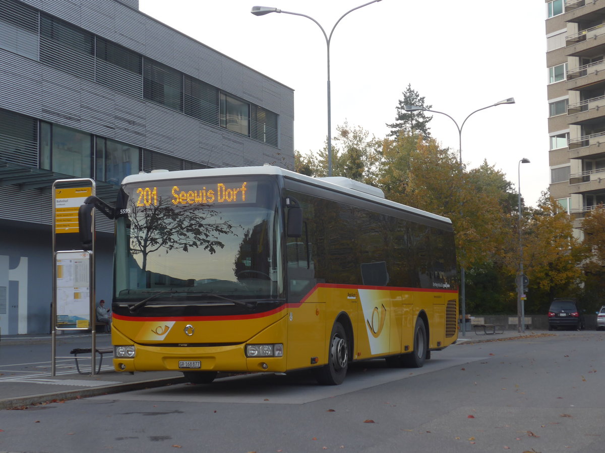 (222'180) - PostAuto Graubnden - GR 168'877 - Irisbus am 20. Oktober 2020 beim Bahnhof Landquart