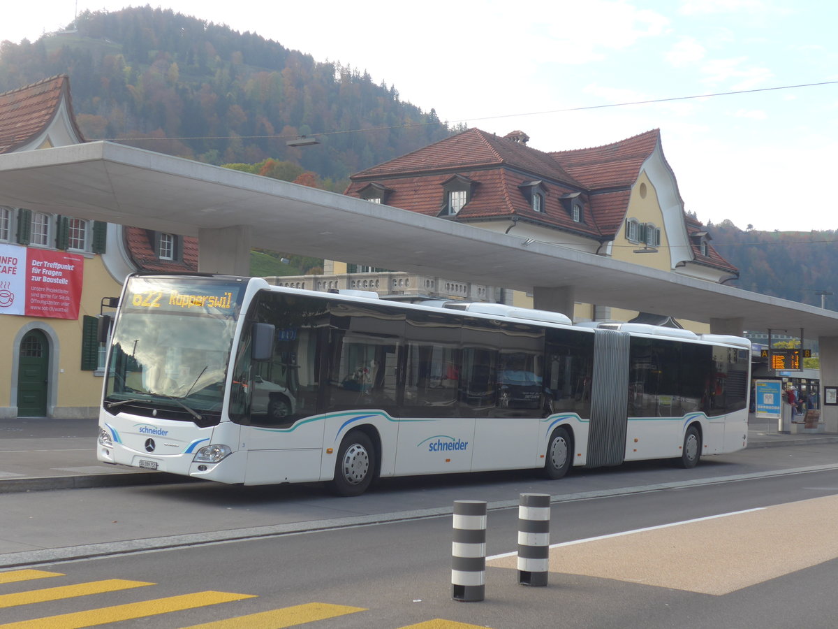 (222'464) - Schneider, Ermenswil - Nr. 3/SG 289'751 - Mercedes am 22. Oktober 2020 beim Bahnhof Wattwil