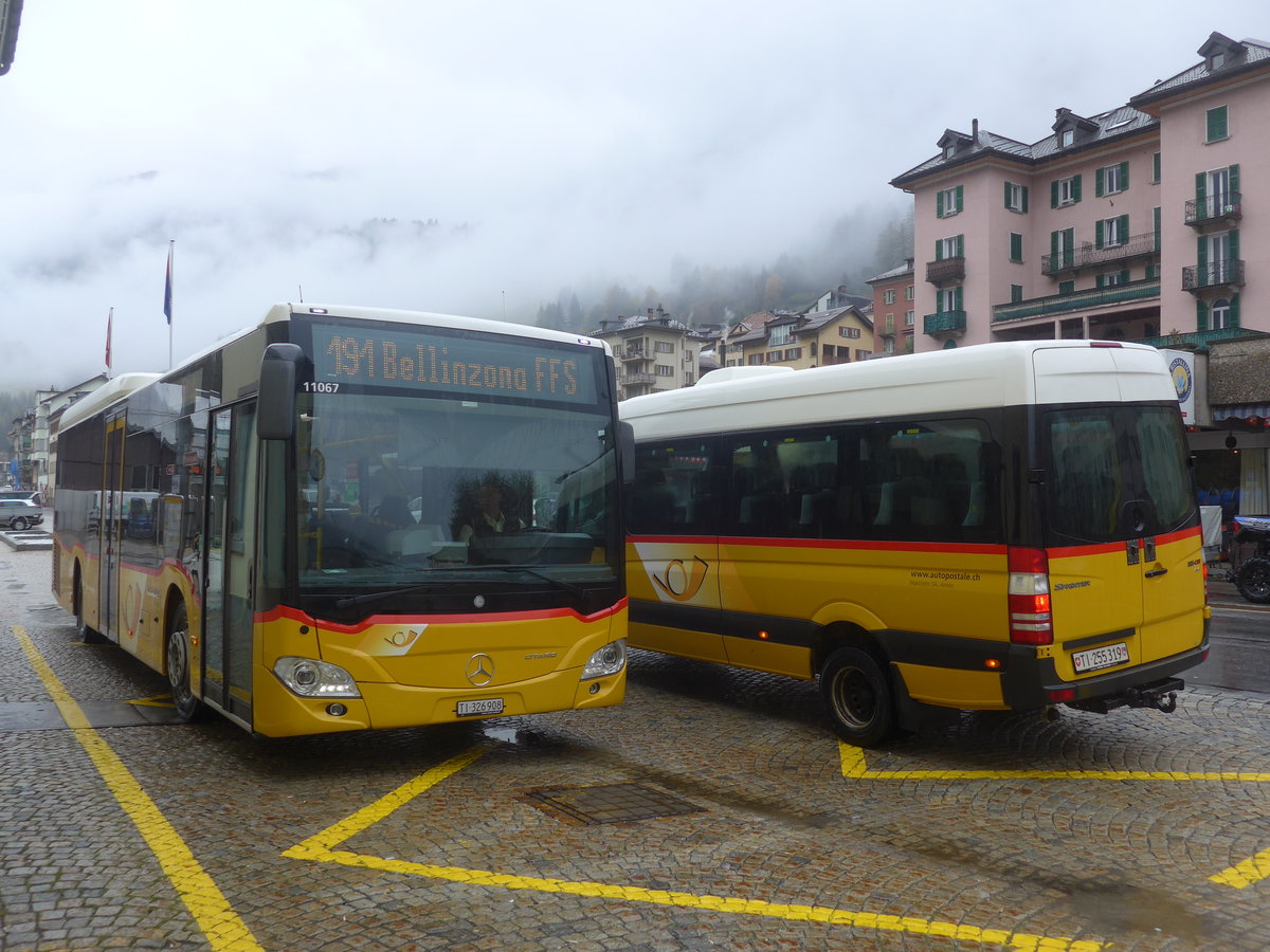 (222'498) - AutoPostale Ticino - TI 326'908 - Mercedes am 23. Oktober 2020 beim Bahnhof Airolo
