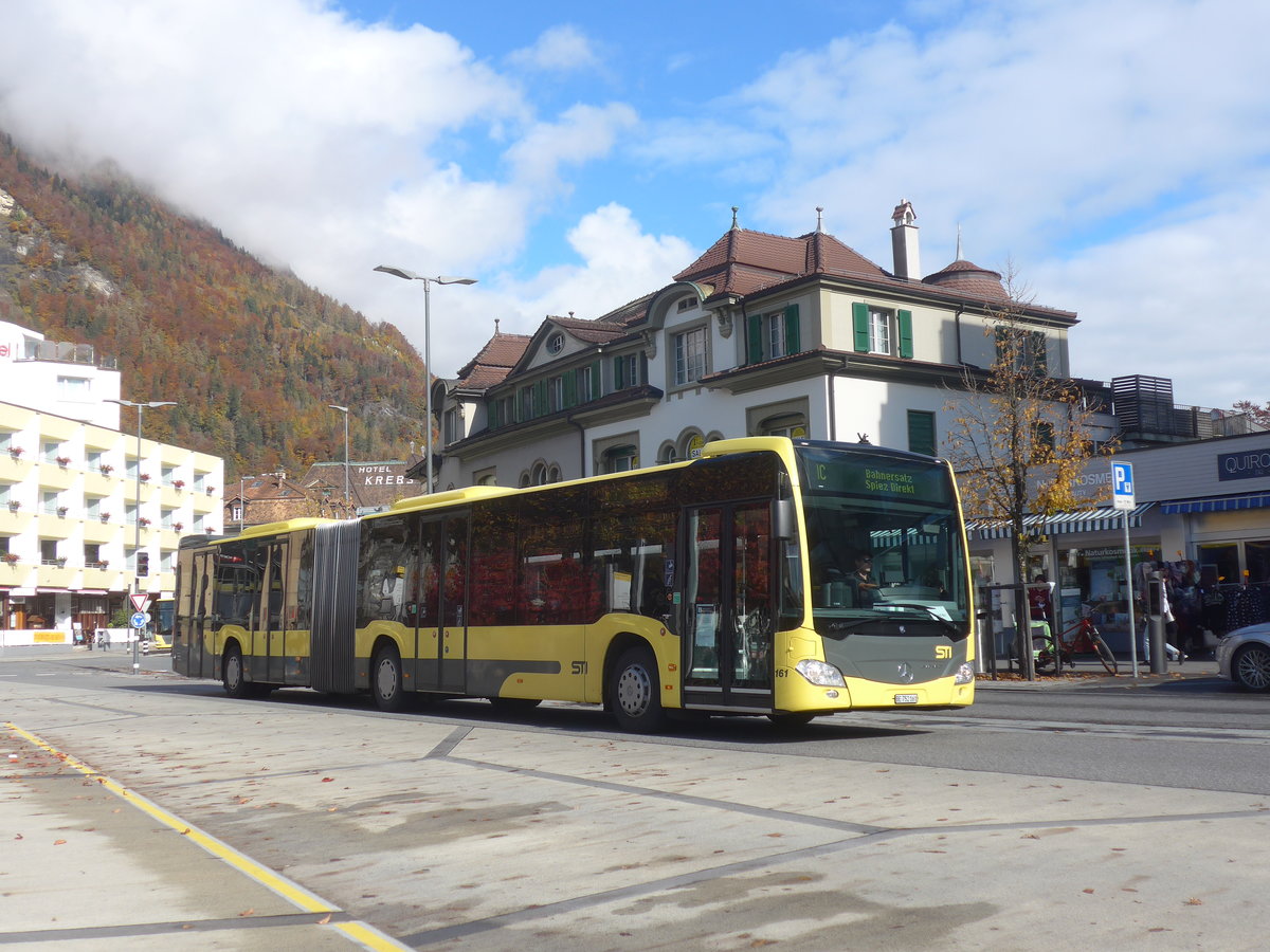 (222'638) - STI Thun - Nr. 161/BE 752'161 - Mercedes am 24. Oktober 2020 beim Bahnhof Interlaken West