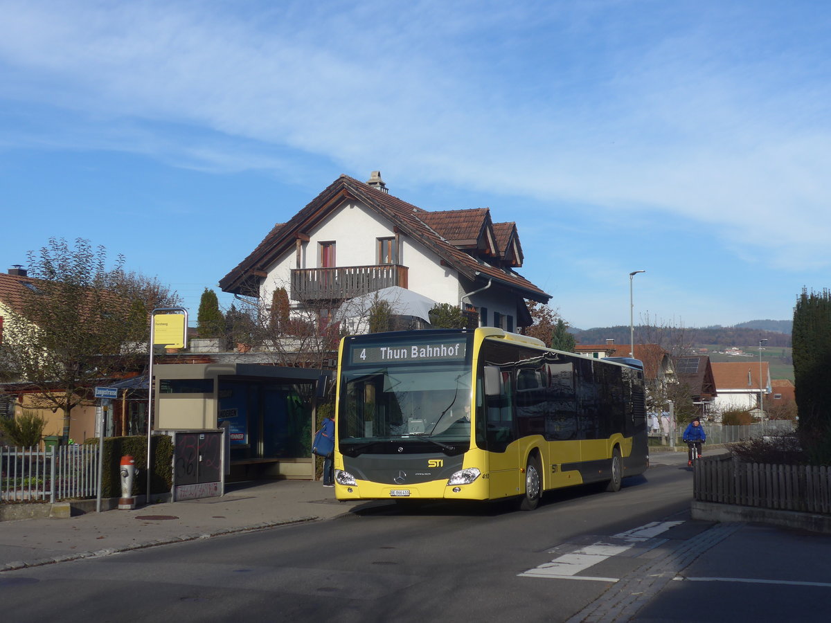 (222'856) - STI Thun - Nr. 410/BE 866'410 - Mercedes am 21. November 2020 in Thun-Lerchenfeld, Forstweg
