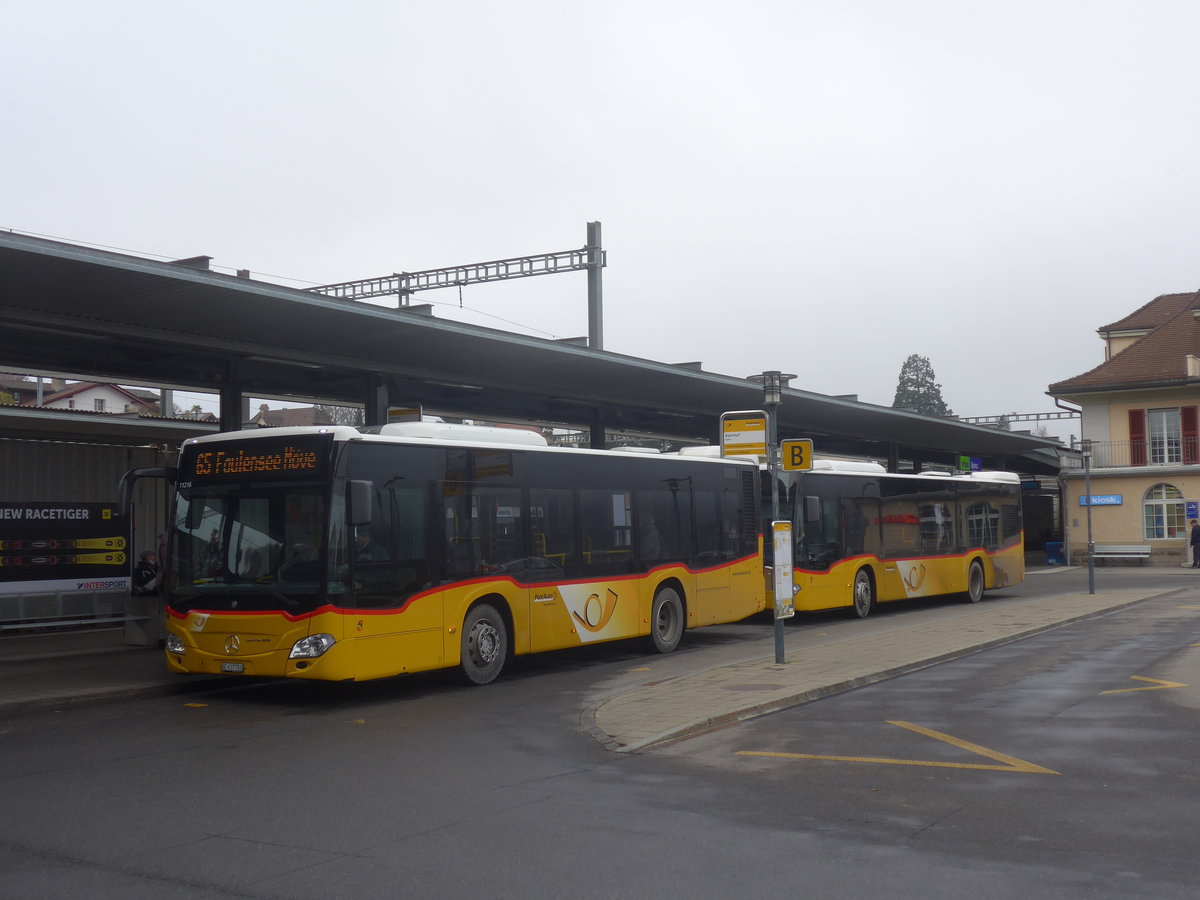 (222'875) - PostAuto Bern - BE 637'781 - Mercedes am 28. November 2020 beim Bahnhof Spiez