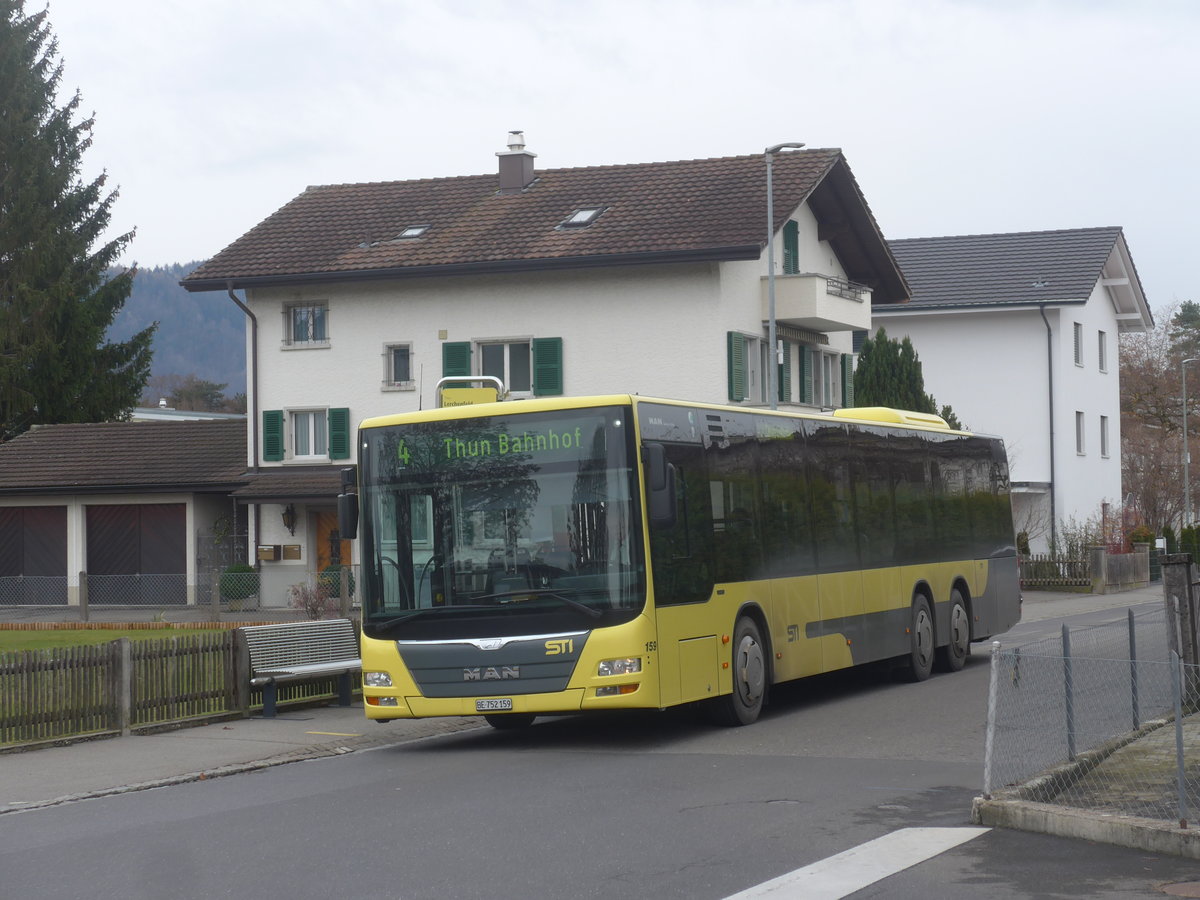 (222'958) - STI Thun - Nr. 159/BE 752'159 - MAN am 4. Dezember 2020 in Thun-Lerchenfeld, Endstation