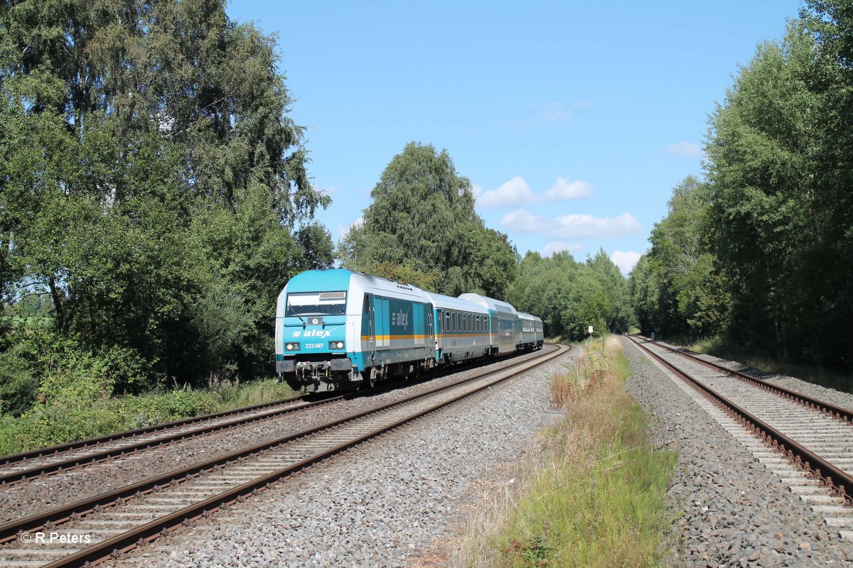 223 067 mit dem ALX81115 Hof nach M�nchen bei Sch�nfeld. 05.09.13