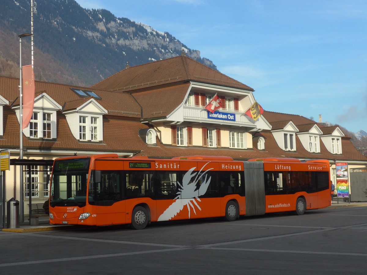 (223'043) - STI Thun - Nr. 171/BE 752'171 - Mercedes am 16. Dezember 2020 beim Bahnhof Interlaken Ost