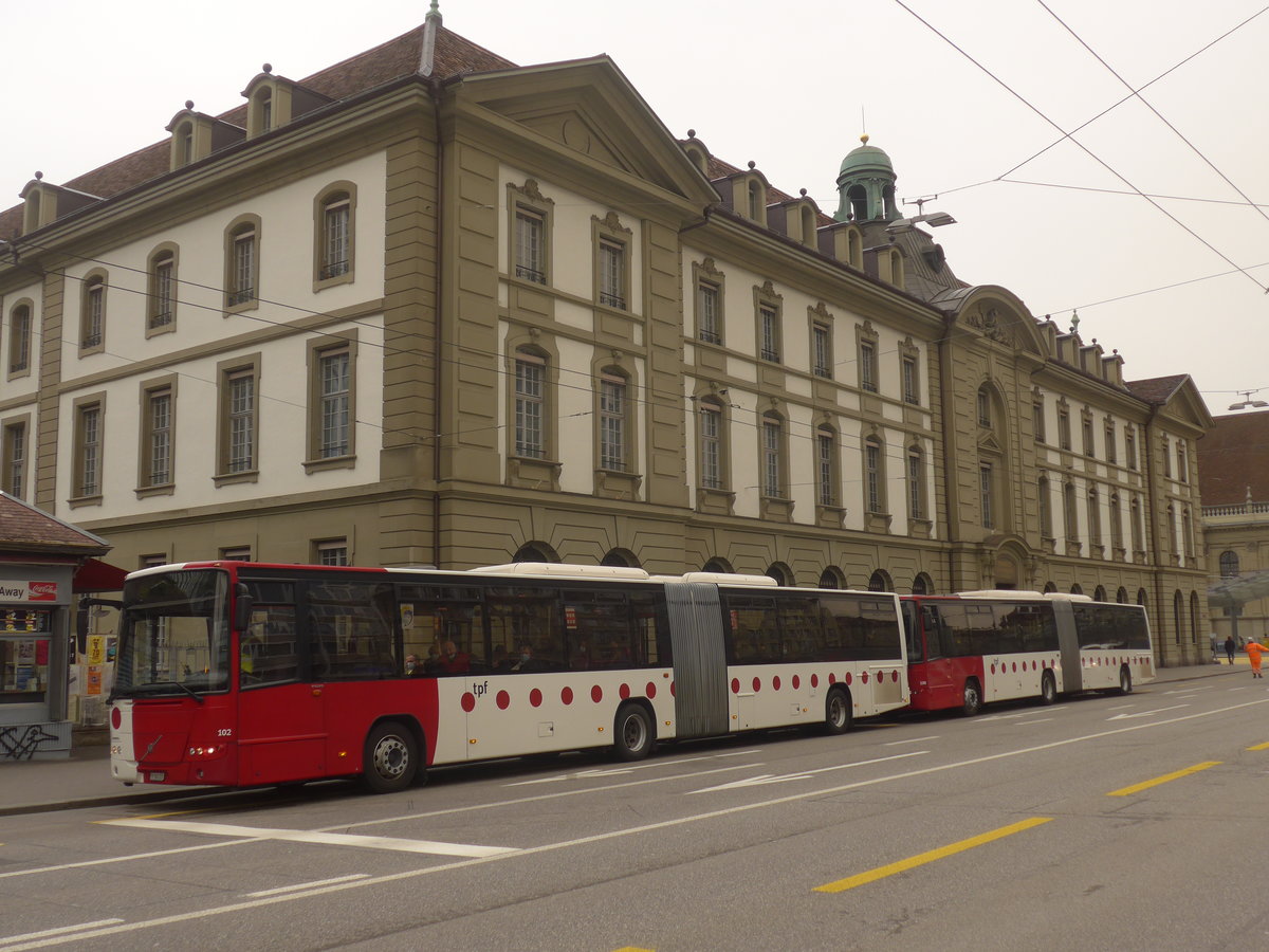 (223'385) - TPF Fribourg - Nr. 102/FR 300'225 - Volvo am 6. Februar 2021 beim Bahnhof Bern