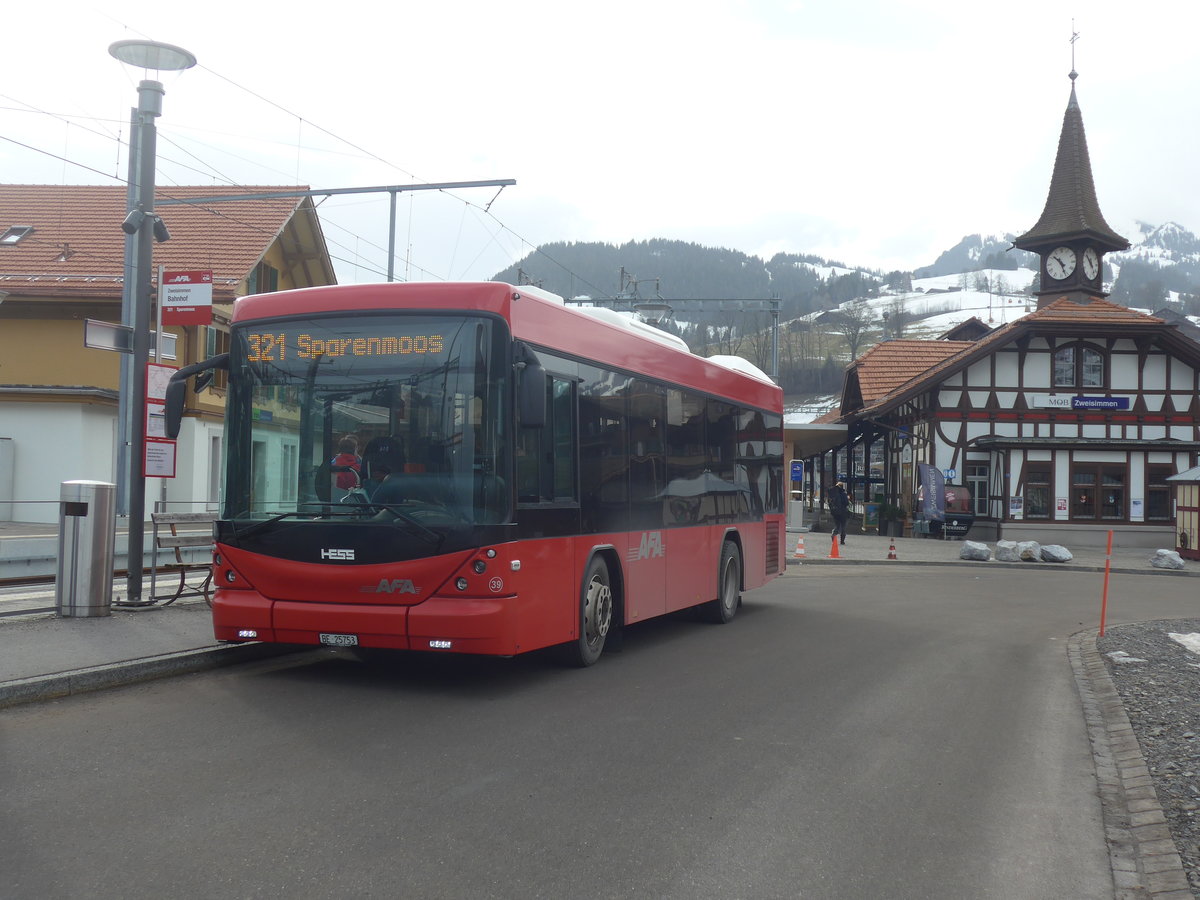 (223'437) - AFA Adelboden - Nr. 39/BE 25'753 - Scania/Hess am 7. Februar 2021 beim Bahnhof Zweisimmen