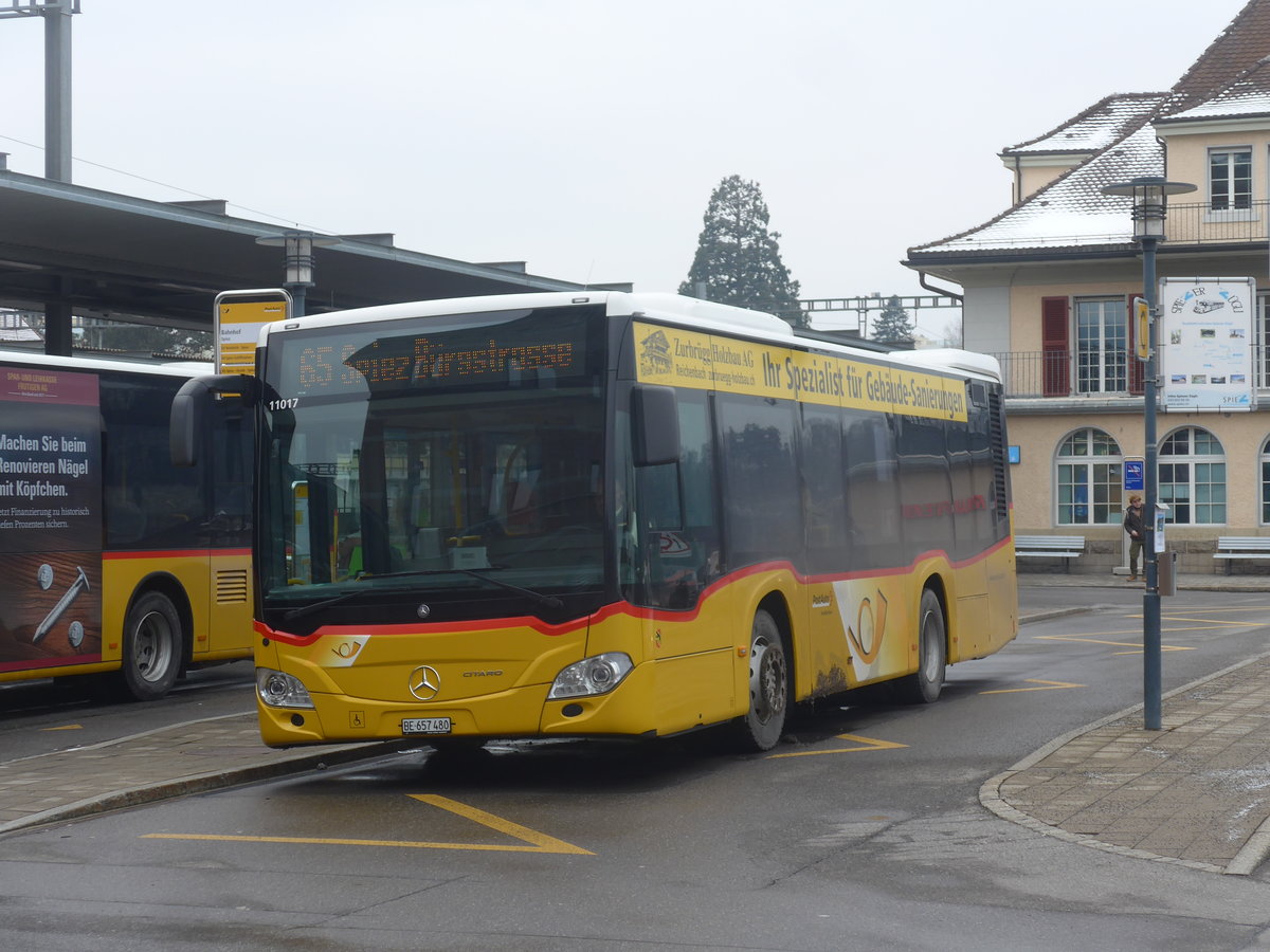 (223'477) - PostAuto Bern - BE 657'480 - Mercedes am 11. Februar 2021 beim Bahnhof Spiez