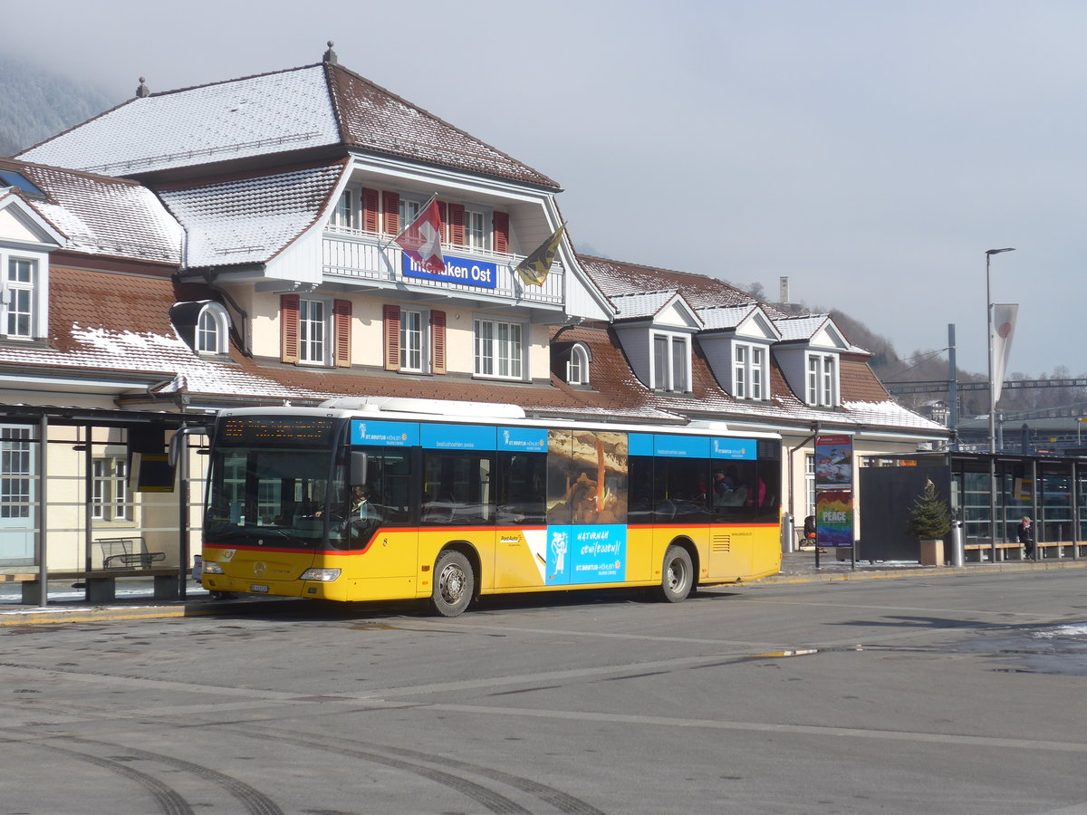 (223'556) - PostAuto Bern - BE 610'539 - Mercedes (ex Schmocker, Stechelberg Nr. 2) am 14. Februar 2021 beim Bahnhof Interlaken Ost
