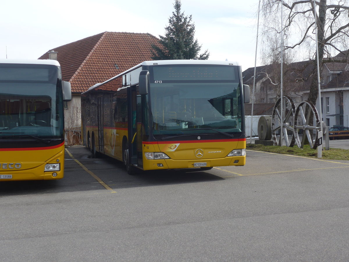 (223'615) - Engeloch, Riggisberg - Nr. 12/BE 520'405 - Mercedes (ex PostAuto Bern) am 18. Februar 2021 in Riggisberg, Garage