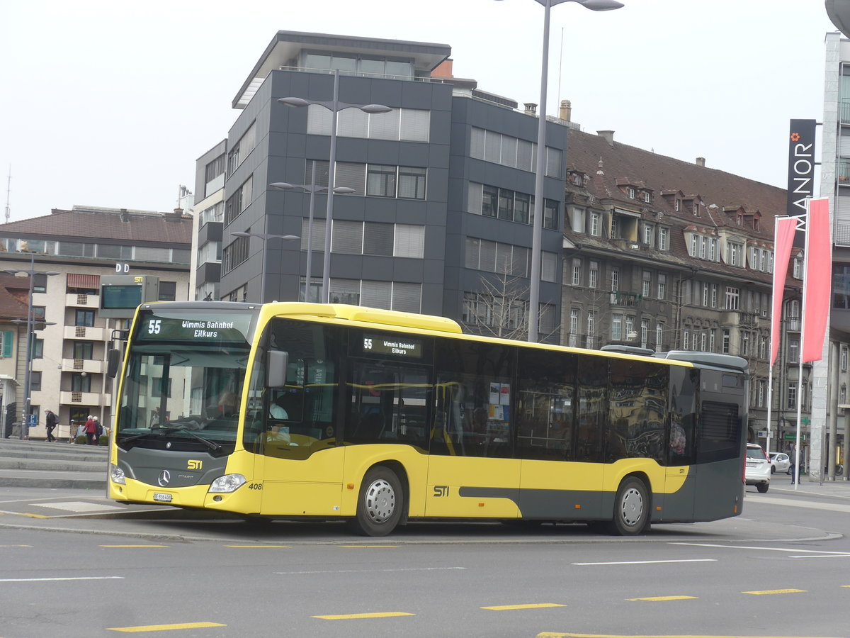 (223'709) - STI Thun - Nr. 408/BE 836'408 - Mercedes am 22. Februar 2021 beim Bahnhof Thun