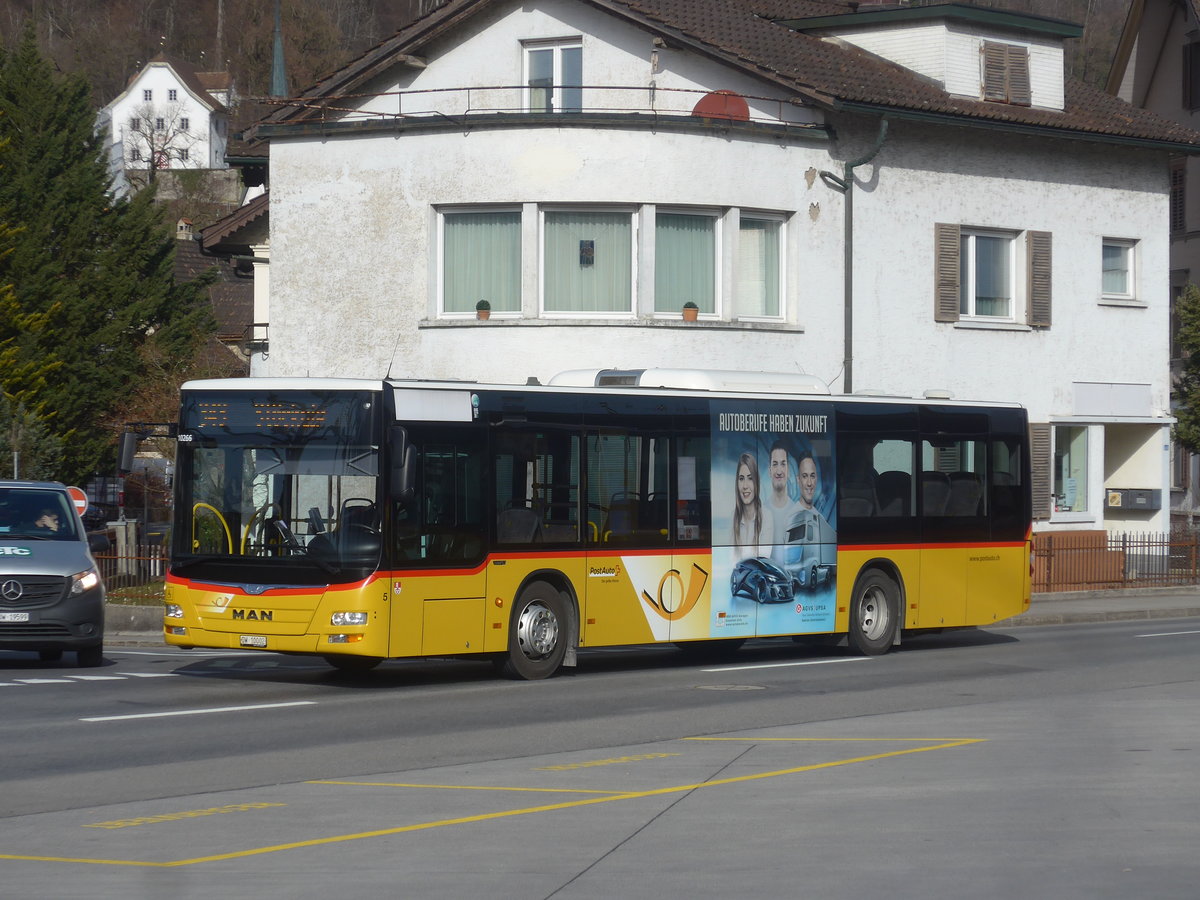 (223'770) - PostAuto Zentralschweiz - Nr. 5/OW 10'002 - MAN (ex Dillier, Sarnen Nr. 5) am 26. Februar 2021 beim Bahnhof Sarnen