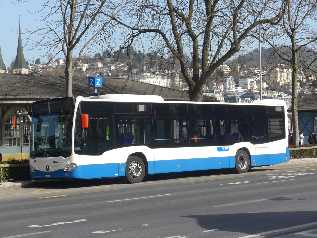 (223'783) - VBL Luzern - Nr. 86/LU 240'308 - Mercedes am 26. Februar 2021 beim Bahnhof Luzern