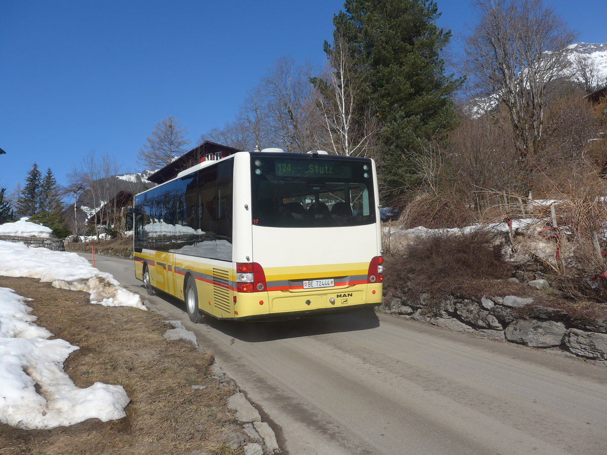 (223'836) - Grindelwaldbus, Grindelwald - Nr. 17/BE 72'444 - MAN/Gppel (ex STI Thun Nr. 133) am 28. Februar 2021 in Grindelwald, Stutz