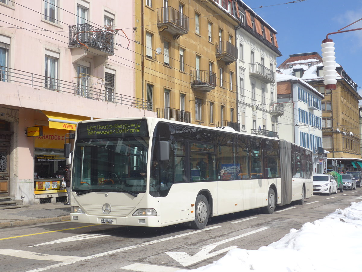 (224'272) - Interbus, Yverdon - Nr. 208/NE 231'208 - Mercedes (ex BSU Solothurn Nr. 40) am 20. Mrz 2021 beim Bahnhof La Chaux-de-Fonds (Einsatz CarPostal)
