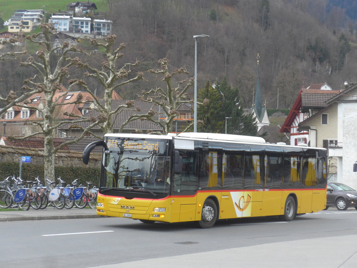 (224'368) - PostAuto Zentralschweiz - Nr. 6/OW 10'003 - MAN (ex Dillier, Sarnen Nr. 6) am 27. Mrz 2021 beim Bahnhof Sarnen