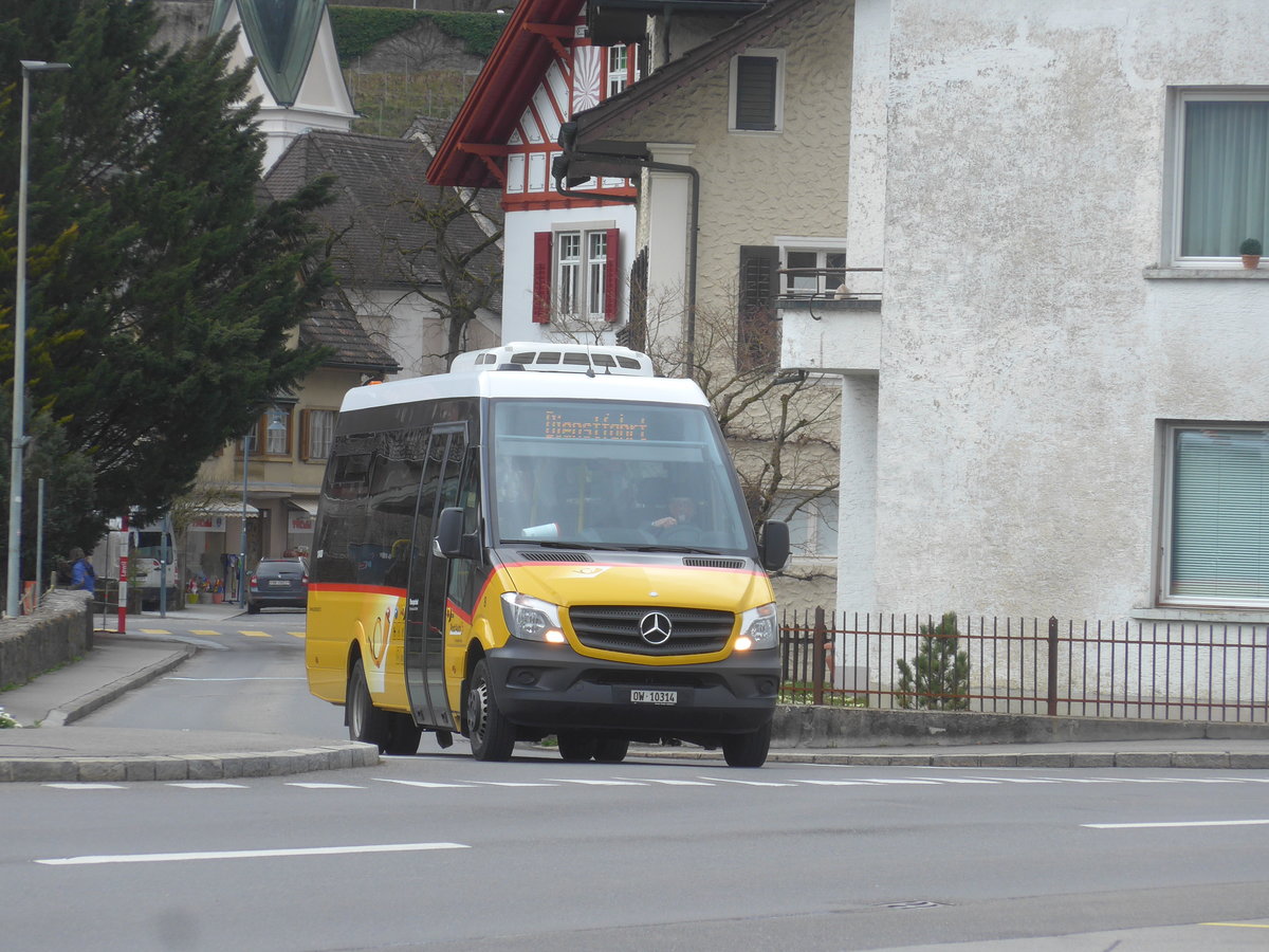 (224'377) - PostAuto Zentralschweiz - Nr. 8/OW 10'314 - Mercedes (ex Dillier, Sarnen Nr. 8) am 27. Mrz 2021 beim Bahnhof Sarnen