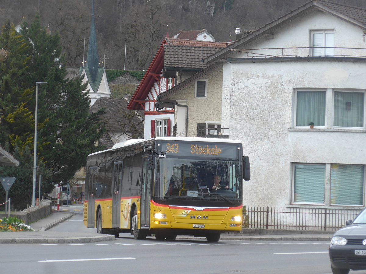 (224'381) - PostAuto Zentralschweiz - Nr. 5/OW 10'002 - MAN (ex Dillier, Sarnen Nr. 5) am 27. Mrz 2021 beim Bahnhof Sarnen