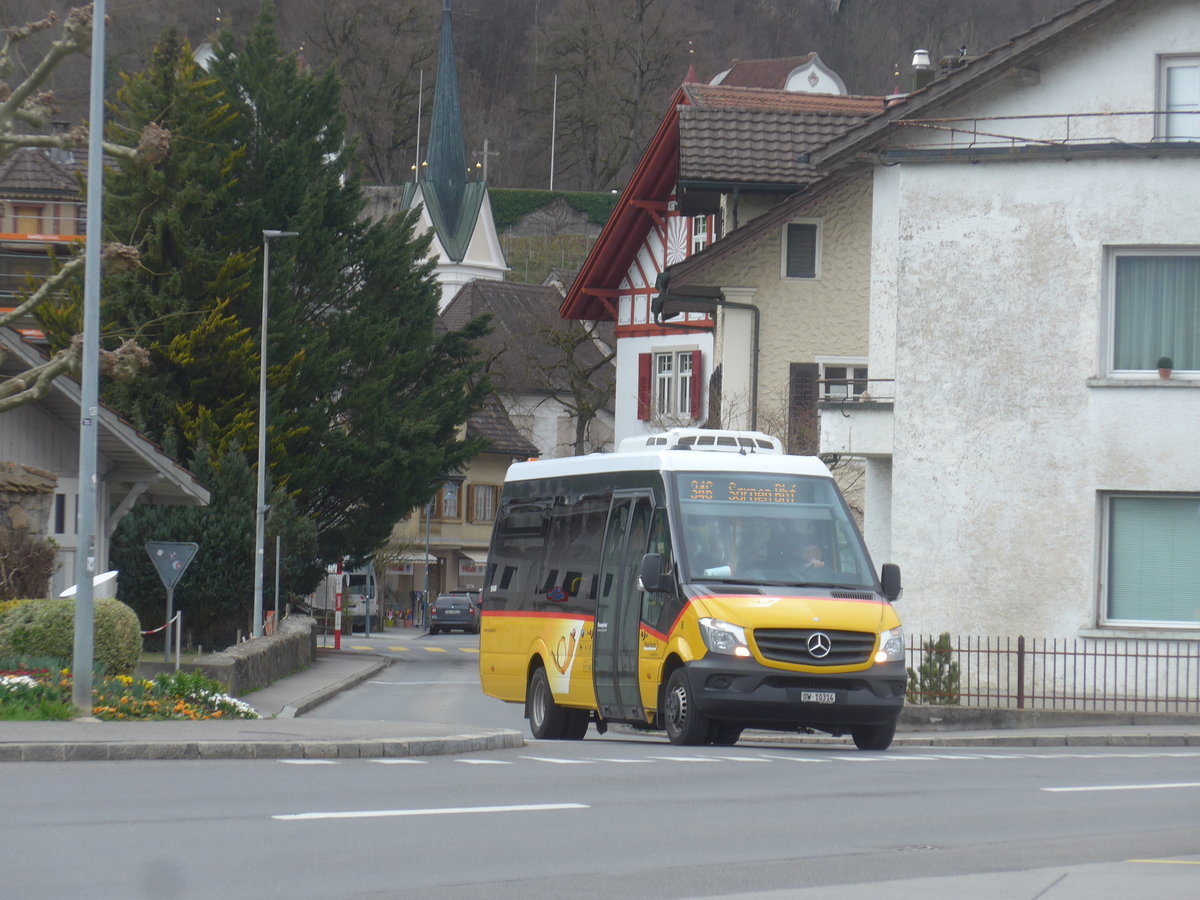 (224'384) - PostAuto Zentralschweiz - Nr. 8/OW 10'314 - Mercedes (ex Dillier, Sarnen Nr. 8) am 27. Mrz 2021 beim Bahnhof Sarnen